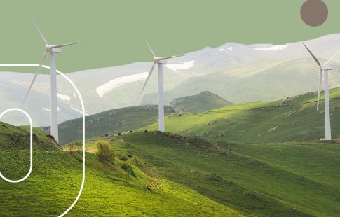 alternatives to fossil fuels like wind turbines in mountain range