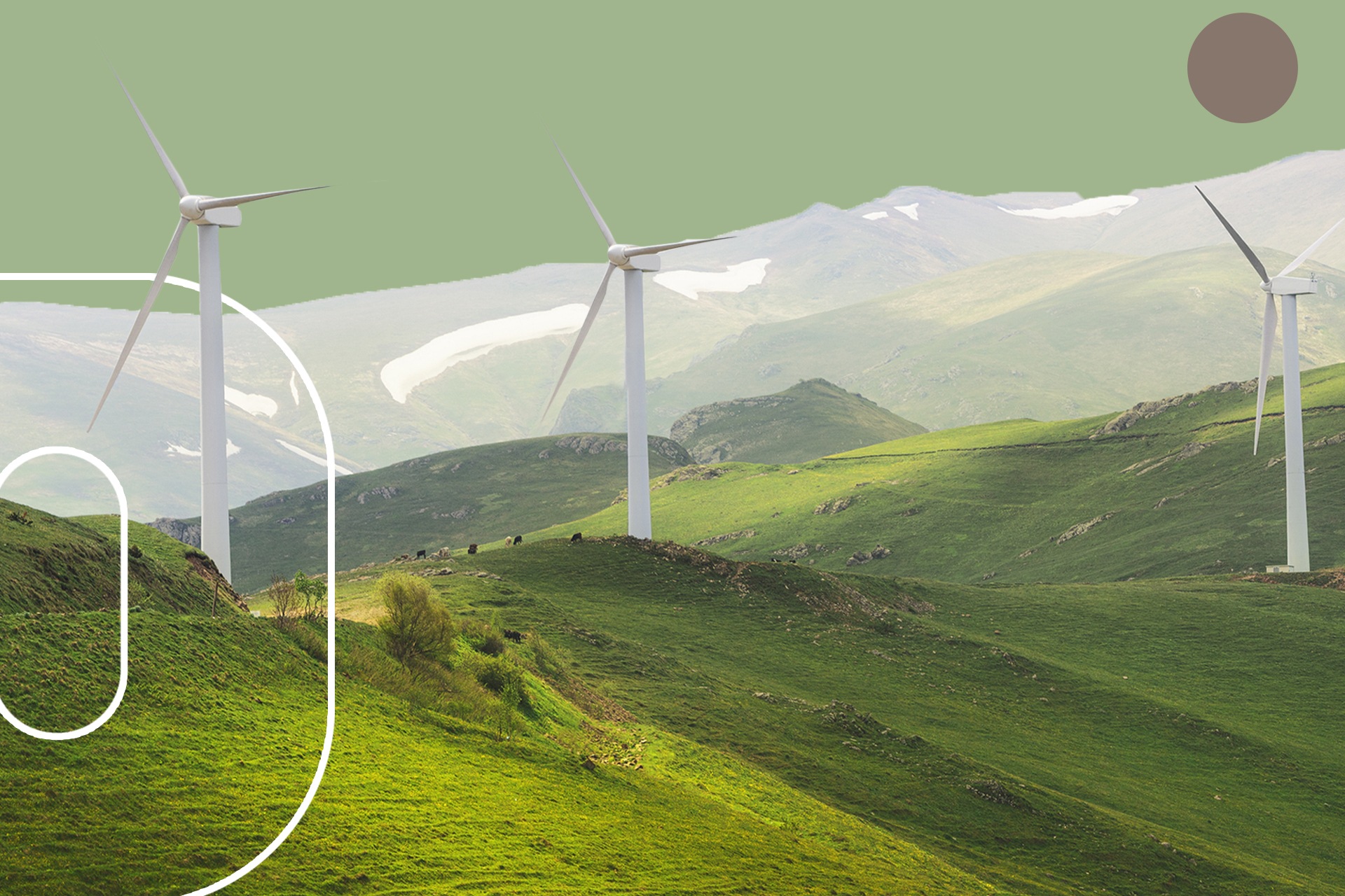 alternatives to fossil fuels like wind turbines in mountain range