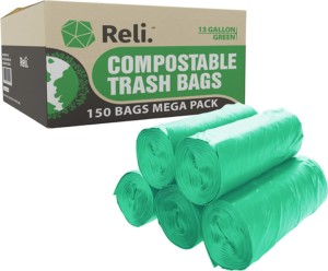 Compostable Tall Kitchen Garbage Bags, 13 Gallon | Free The Ocean
