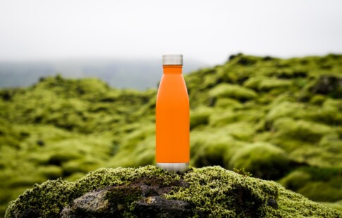 A reusable water bottle.