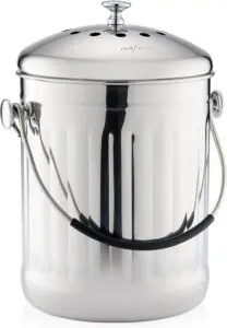 RSVP Endurance Stainless Steel Compost 0.5 Gallon Compost Pail - Small