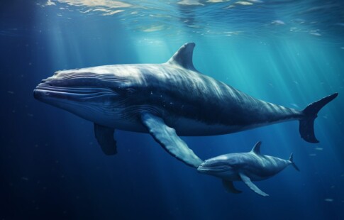 blue whale mother and calf