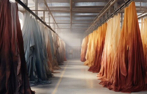 fabric hanging in factory