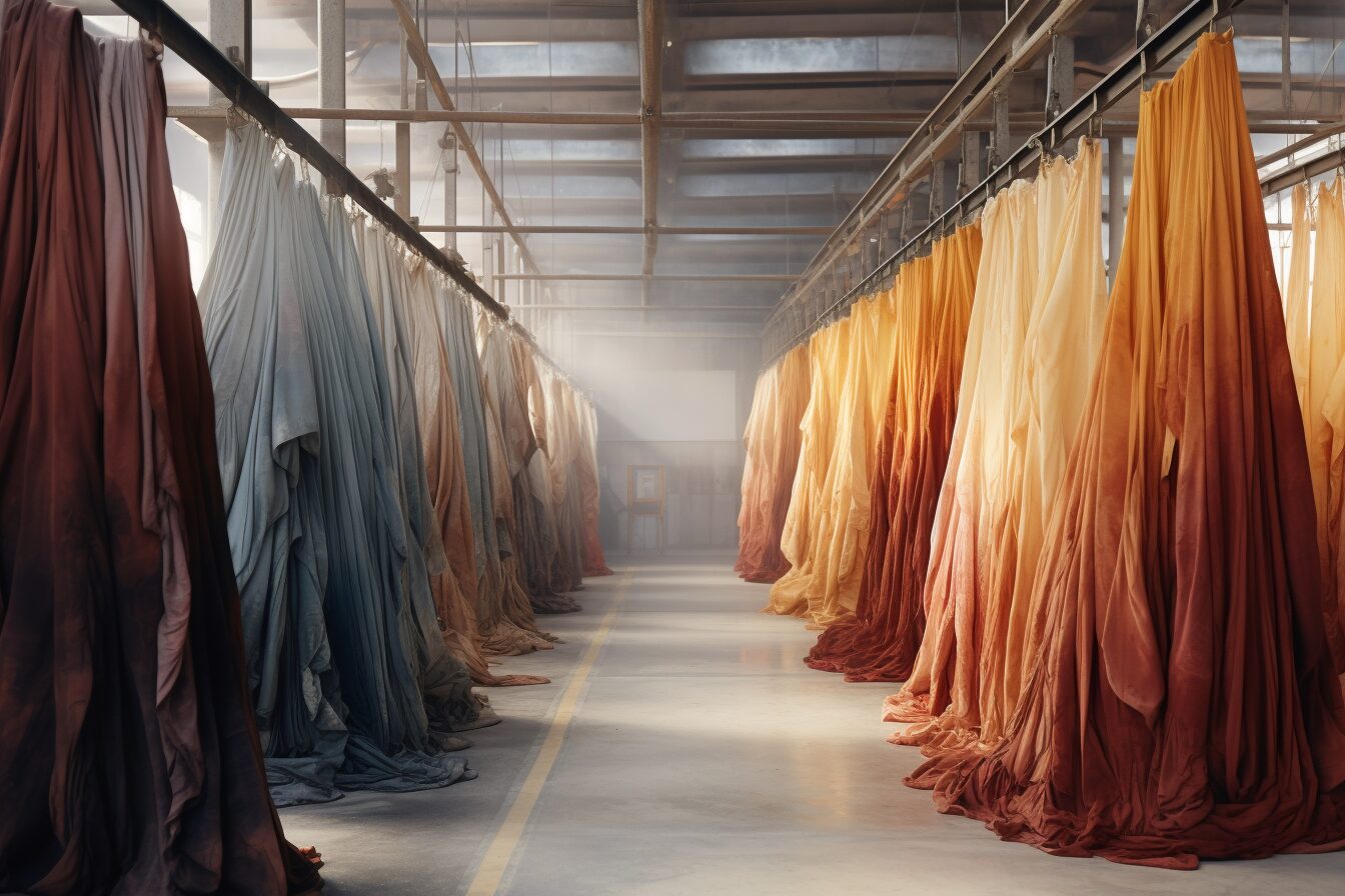 fabric hanging in factory