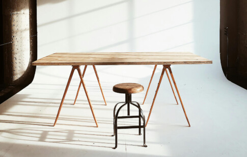 wood table with stool