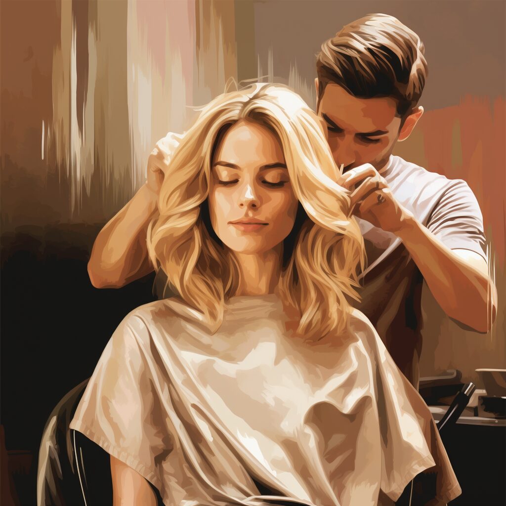woman getting hair dyed at salon