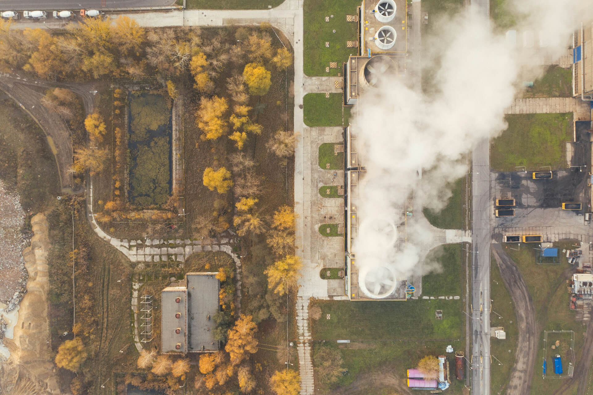 smoke rising from neighborhood