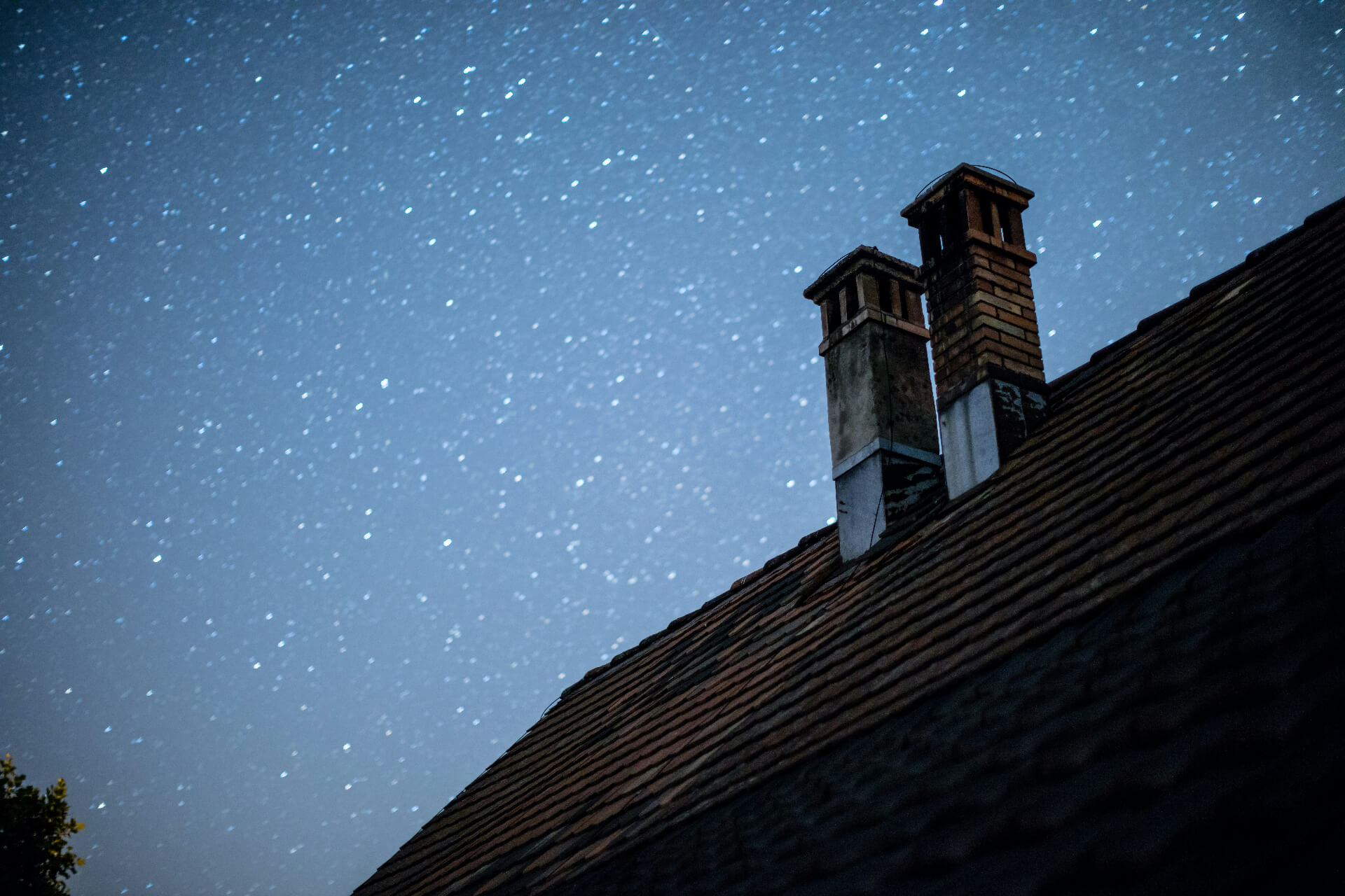 chimneys against starry sky