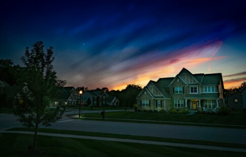 home in indiana at sunset