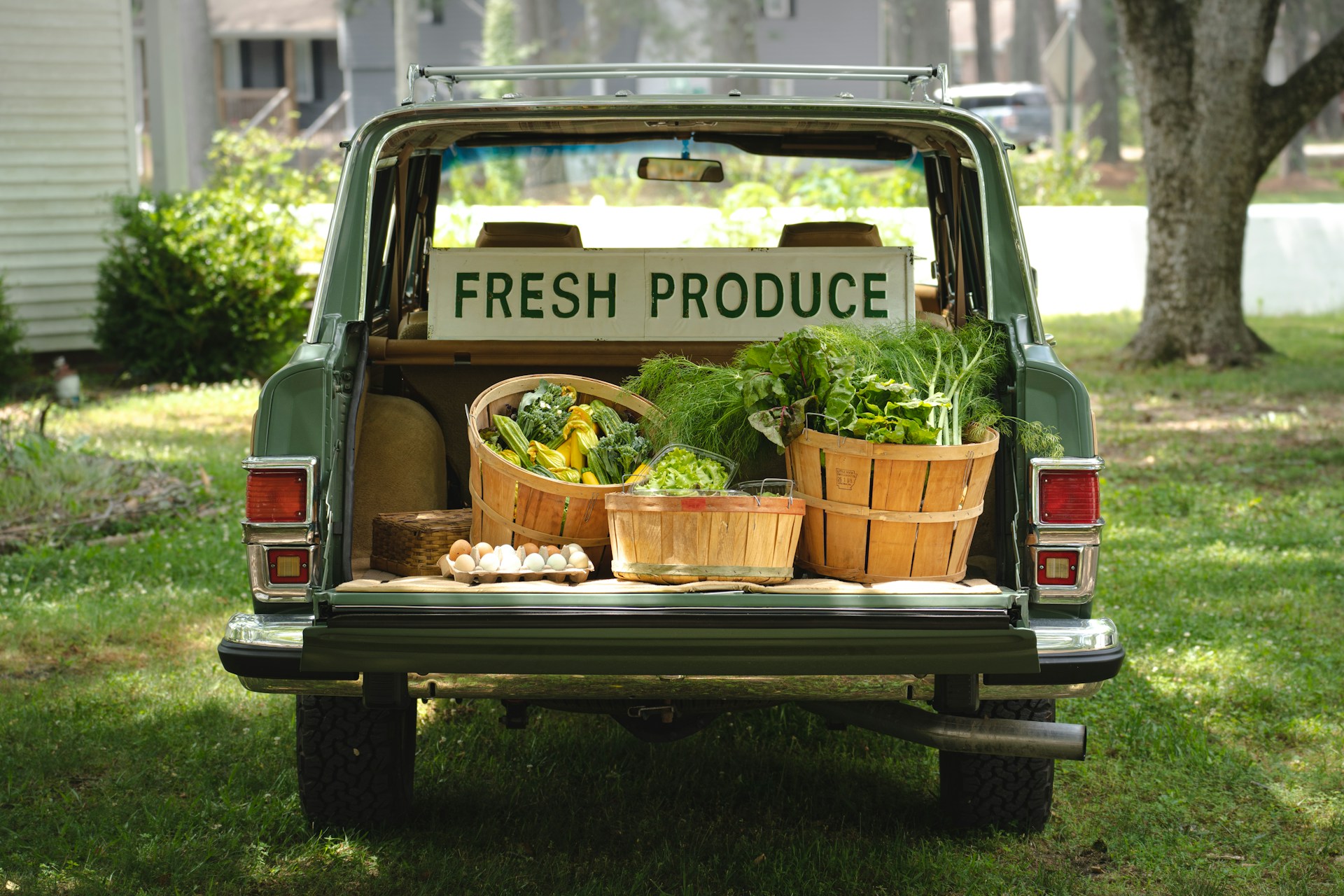 produce on display in truck bed is the result of organic farming around the world