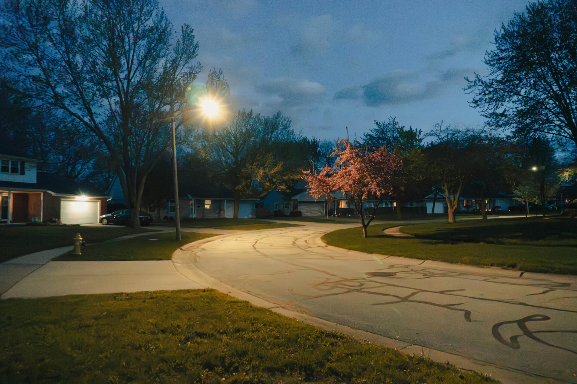 light pollution in neighborhood at night