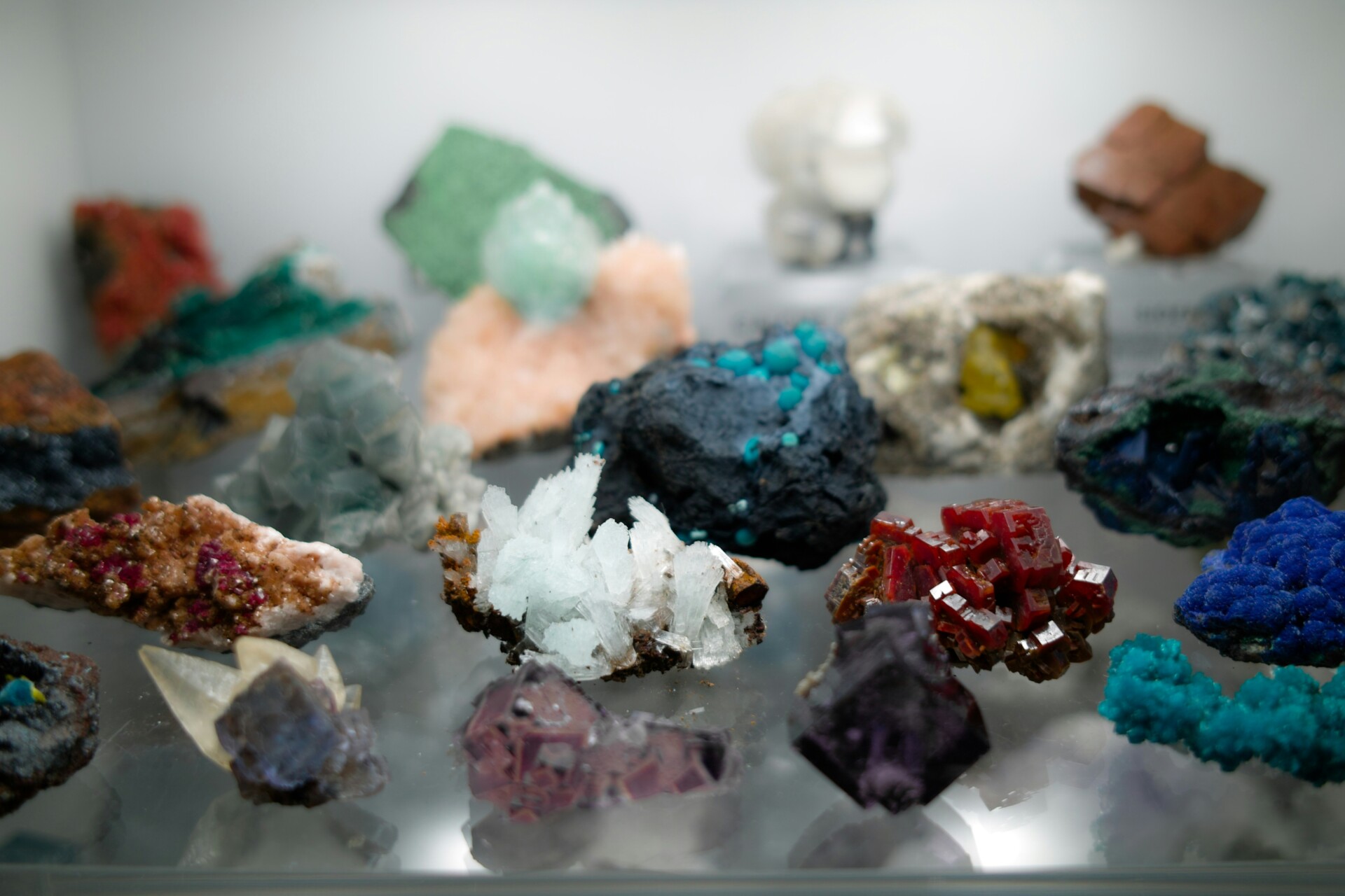 Different minerals in rock form