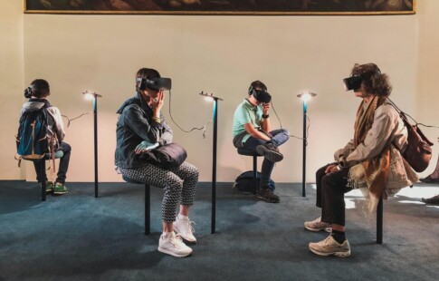 a group of people immersed in virtual reality