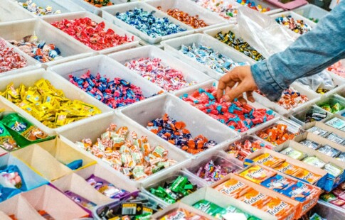rows of sugary candies and sweet treats