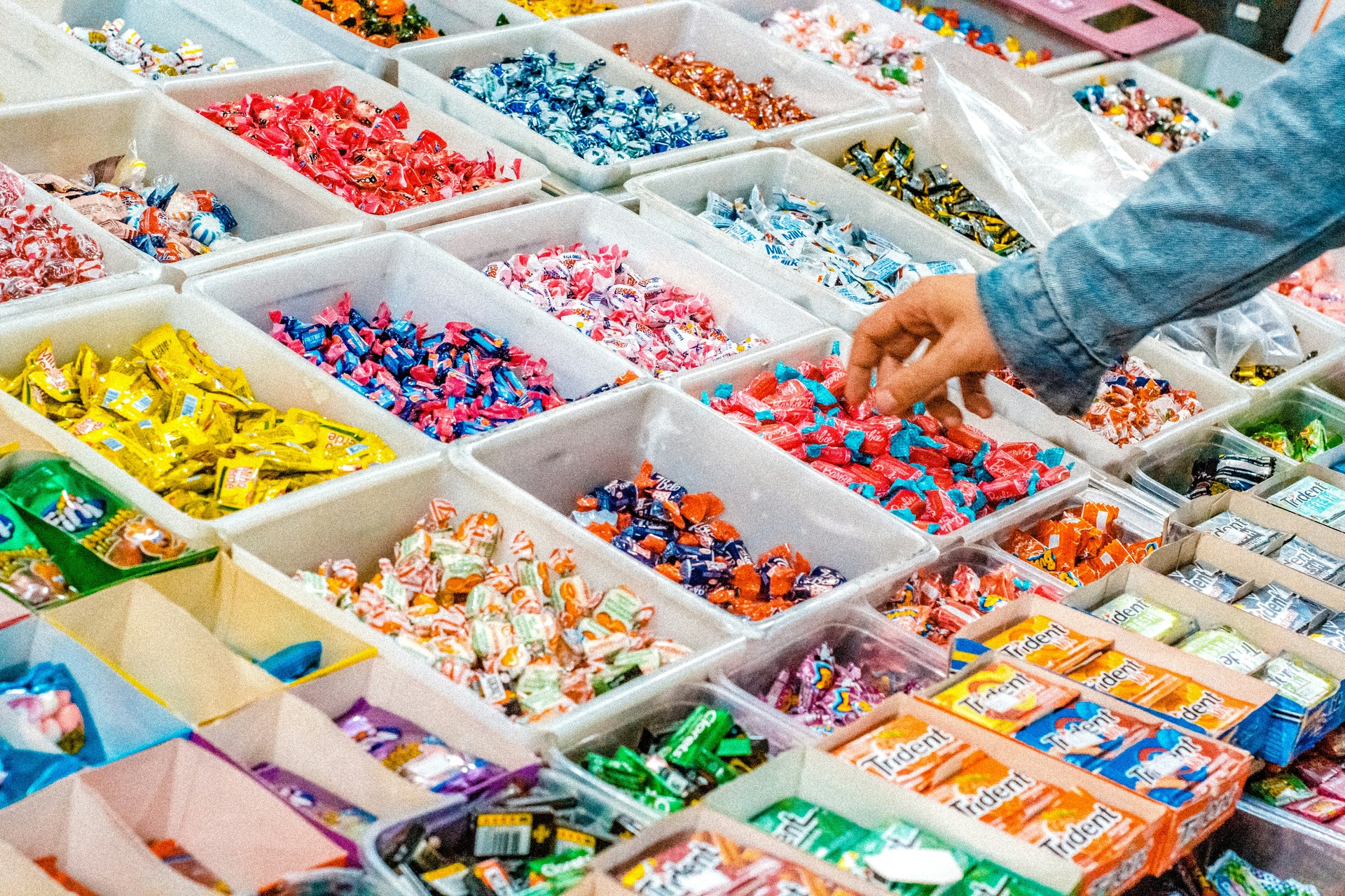 rows of sugary candies and sweet treats